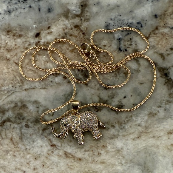 Gold Elephant Pendant Necklace - Picture 2 of 3